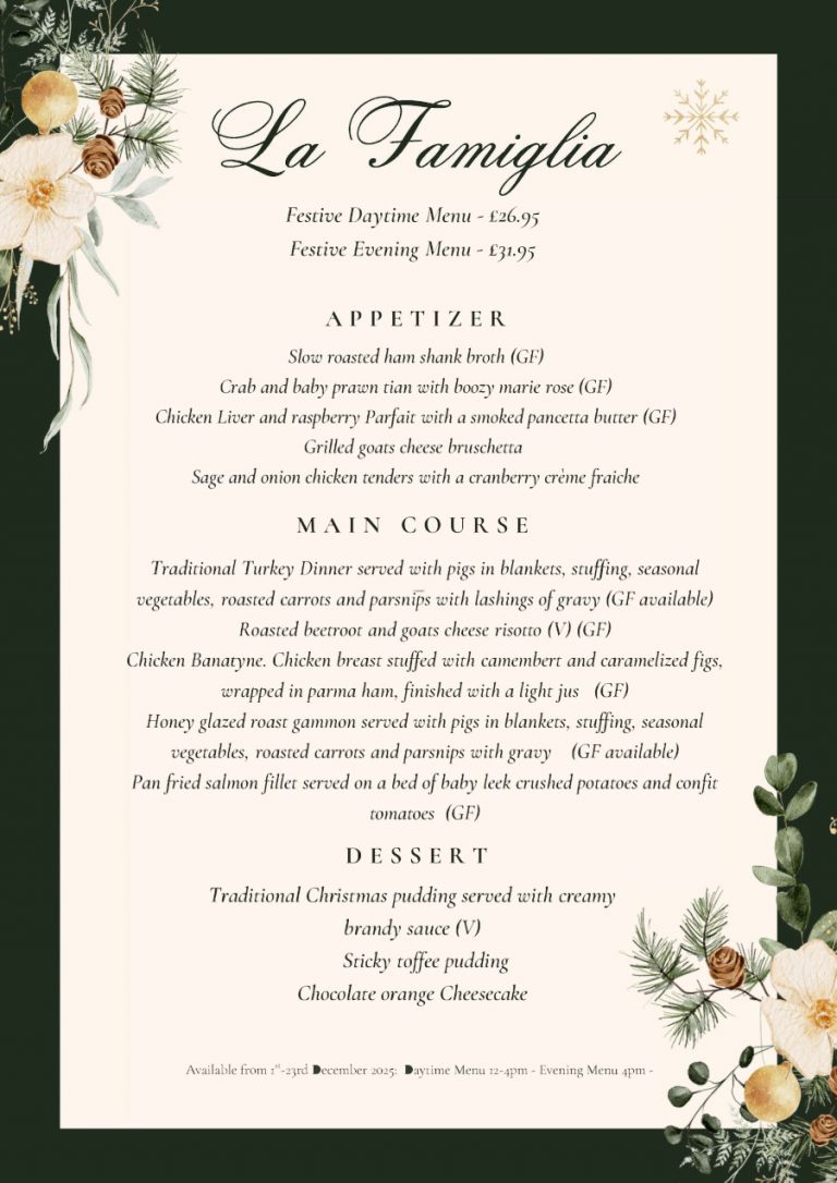 Christmas Menus 2025 – La Famiglia